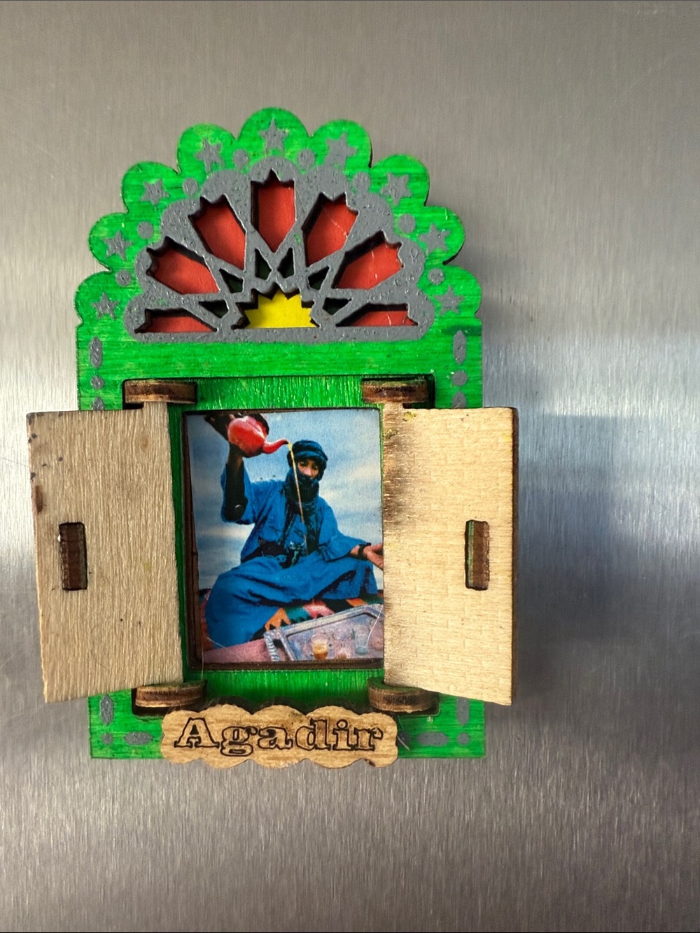 Agadir Green Wooden Shutter Photo Frame Magnet